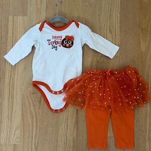 Baby Essentials White and Orange Turkey Onesie